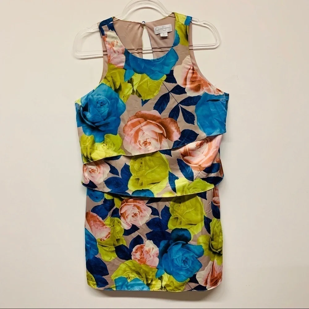 Jessica Simpson Floral Tiered Popover Dres…